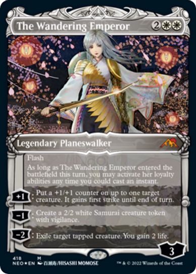 The Wandering Emperor (Showcase) (Foil Etched) (418) [Kamigawa: Neon Dynasty]