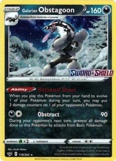Galarian Obstagoon (Cosmos Holo) (Sword & Shield) (119/202) [Miscellaneous Cards & Products]