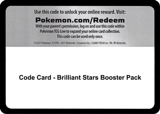 Code Card Brilliant Stars Booster Pack [SWSH09: Brilliant Stars]