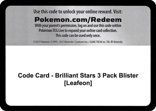 Code Card - Brilliant Stars Pack Blister [Leafeon] [SWSH09: Brilliant Stars]