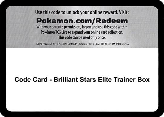 Code Card - Brilliant Stars Elite Trainer Box [SWSH09: Brilliant Stars]