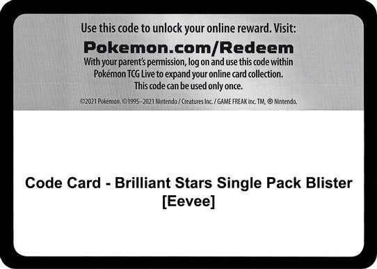 Code Card - Brilliant Stars Single Pack Blister [Eevee] [SWSH09: Brilliant Stars]