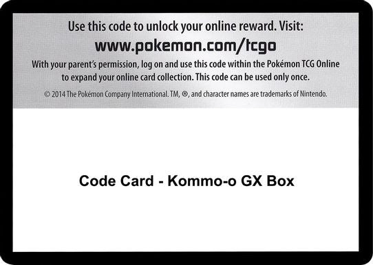 Code Card - Kommo-o GX Box [SM - Burning Shadows]