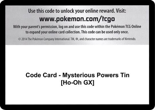 Code Card - Mysterious Powers Tin [Ho-Oh GX] [SM - Burning Shadows]