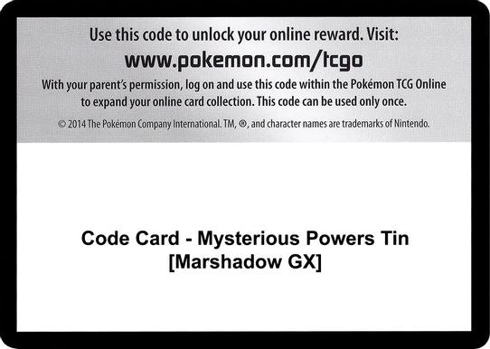 Code Card - Mysterious Powers Tin [Marshadow GX] [SM - Burning Shadows]