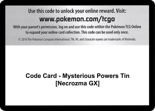 Code Card - Mysterious Powers Tin [Necrozma GX] [SM - Burning Shadows]