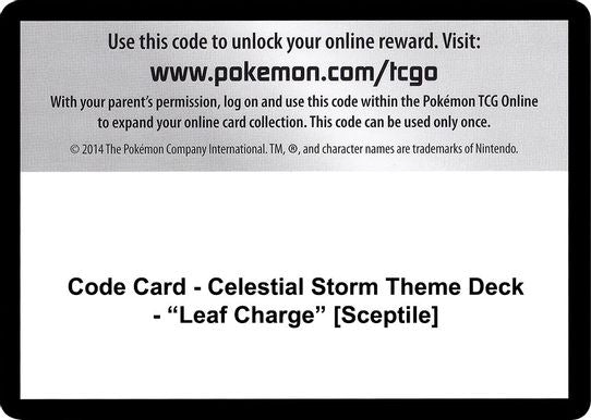 Code Card - Celestial Storm Theme Deck - "Leaf Charge" [Sun & Moon: Celestial Storm ]