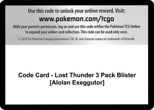 Code Card - Lost Thunder 3 Pack Blister [Alolan Exeggutor] [Sun & Moon: Lost Thunder]