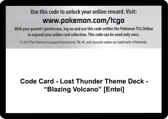 Code Card - Lost Thunder Theme Deck - "Blazing Volcano"  [Sun & Moon: Lost Thunder]