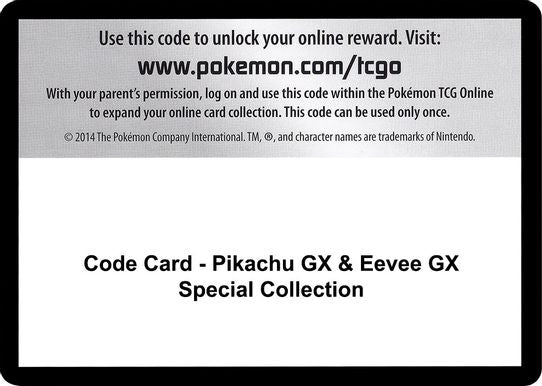 Code Card - Pikachu GX & Eevee GX Special Collection [Sun & Moon: Cosmic Eclipse]