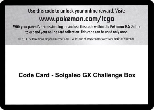 Code Card - Solgaleo GX Challenge Box [Sun & Moon: Celestial Storm ]