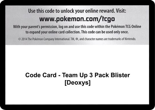 Code Card - Team Up 3 Pack Blister [Deoxys] [Sun & Moon: Team Up]