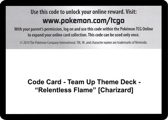 Code Card - Team Up Theme Deck - "Relentless Flame" [Charizard]  [Sun & Moon: Team Up]