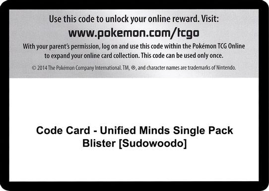 Code Card - Unified Minds Single Pack Blister [Sudowoodo] [Sun & Moon: Unified Minds]
