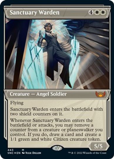 Sanctuary Warden (Showcase) (Foil Etched) (443) [Streets of New Capenna]