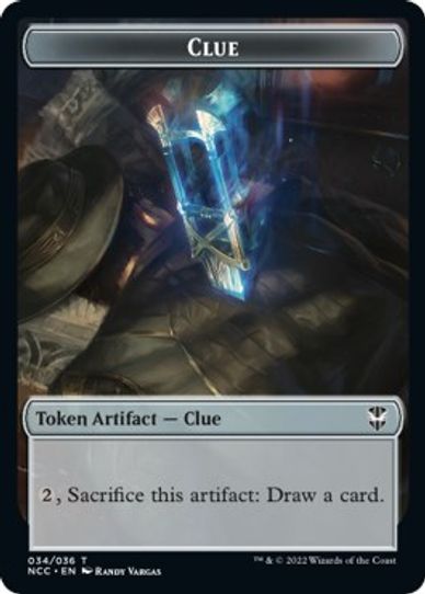 Clue // Fish Double-sided Token (34 // 4) [Commander: Streets of New Capenna]