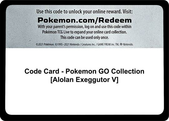 Code Card - Pokemon GO Collection [Alolan Exeggutor V] [Pokemon GO]
