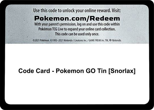 Code Card - Pokemon GO Tin [Snorlax] [Pokemon GO]