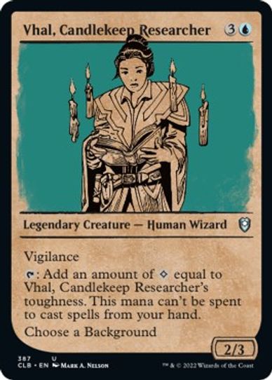 Vhal, Candlekeep Researcher (Showcase) (387) [Commander Legends: Battle for Baldur's Gate]