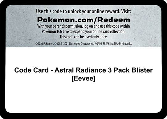Code Card - Astral Radiance 3 Pack Blister [Eevee] [Sword & Shield: Astral Radiance]