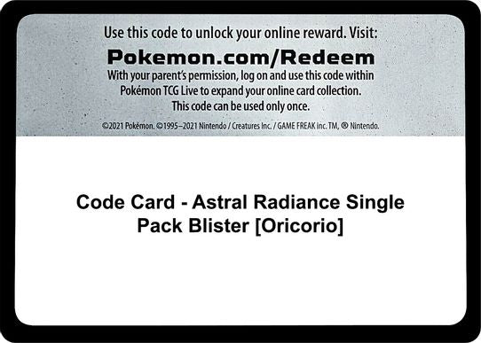 Code Card - SWSH10: Astral Radiance Single Pack Blister [Oricorio] [Sword & Shield: Astral Radiance]