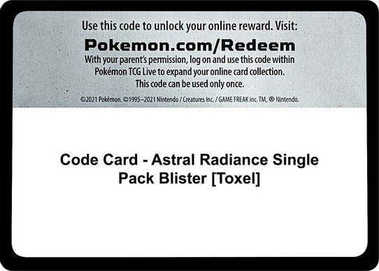 Code Card - Astral Radiance Single Pack Blister [Toxel] [Sword & Shield: Astral Radiance]