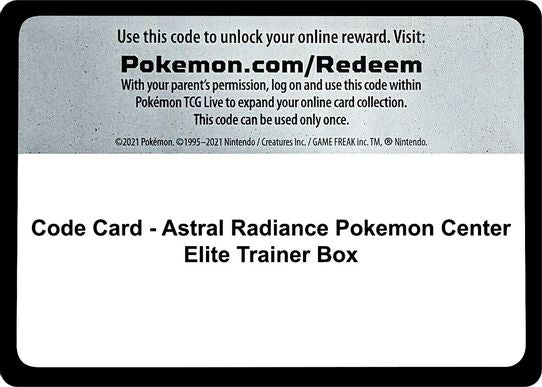 Code Card - Astral Radiance Pokemon Center Elite Trainer Box [Sword & Shield: Astral Radiance]