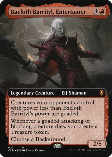 Baeloth Barrityl, Entertainer (Extended Art) (627) [Commander Legends: Battle for Baldur's Gate]