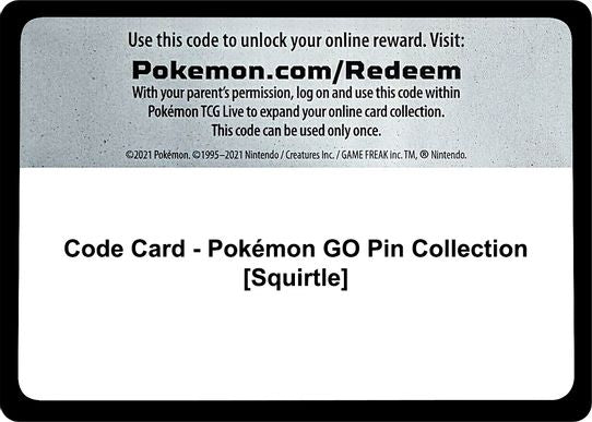 Code Card - Pokemon GO Pin Collection [Squirtle] [Pokemon GO]