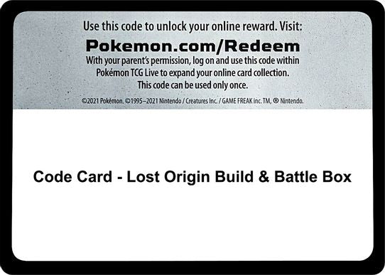 Code Card Lost Origin Build & Battle Box [SWSH11: Lost Origin]