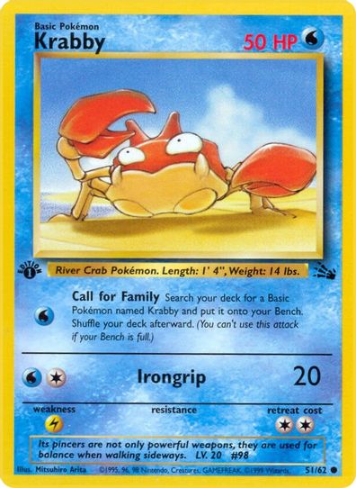 Vintage Common 1st Edition Shellder Fossil Pokemon Card 