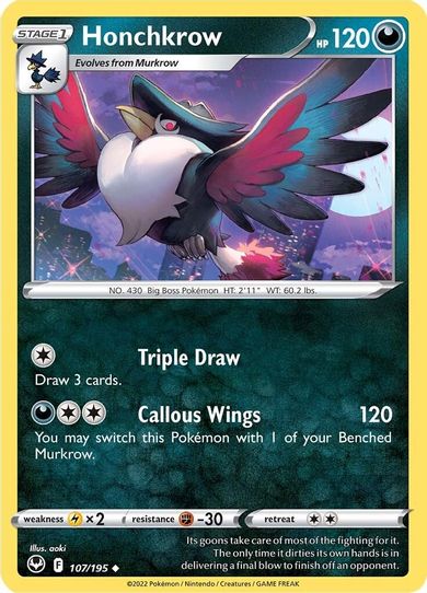 Honchkrow (107/195) [Sword & Shield Silver Tempest]