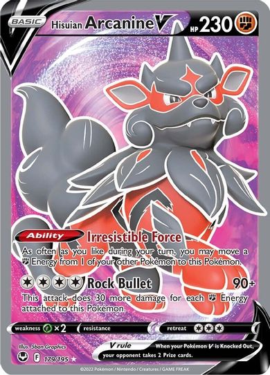Hisuian Arcanine V (Full Art) (179/195) [Sword & Shield Silver Tempest]