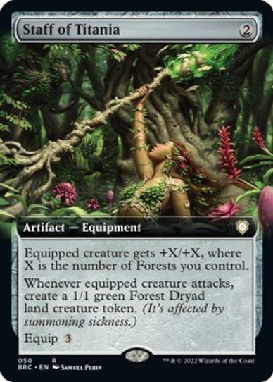 Staff of Titania (Extended Art) (50) [Commander The Brothers War]