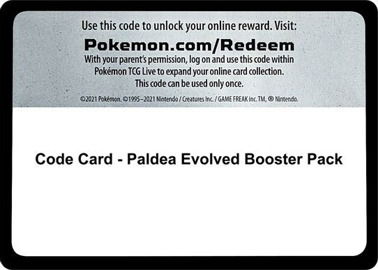 Code Card Paldea Evolved Booster Pack [SV02: Paldea Evolved]