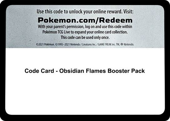 Code Card Obsidian Flames Booster Pack [SV03: Obsidian Flames]