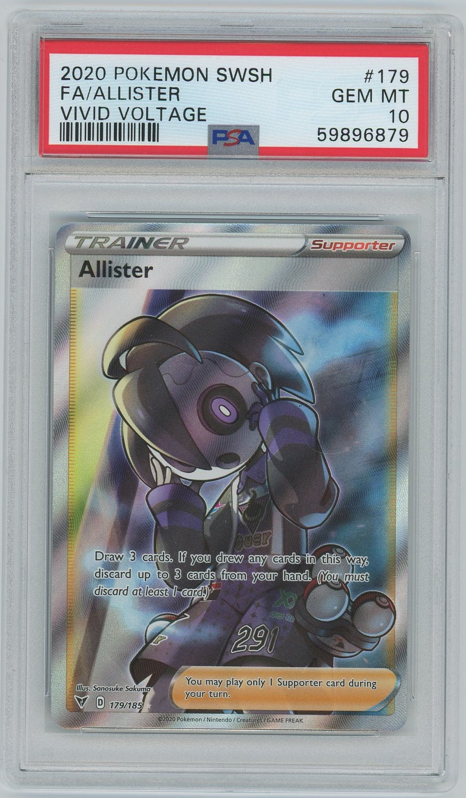 PSA (Gem MT 10) Fa/allister #179 - Pokemon Sword & Shield Vivid Voltage (#59896879)