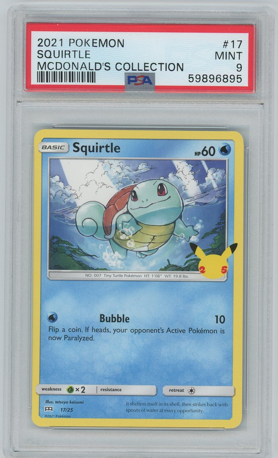 every mcdonald's pokemon card PSA (MINT 9) Squirtle #17