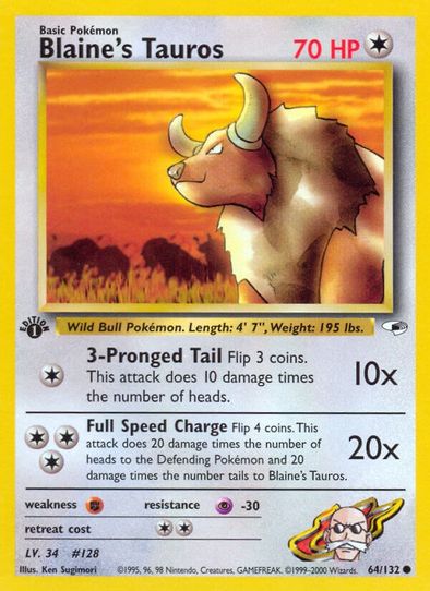 Blaine's Tauros (64/132) [Gym Heroes]
