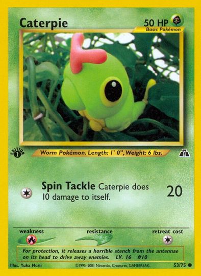 basic caterpie pokemon card value Pokmon old back side first edition unmarked 1 (Used) 1468259094| magi -TCG Marketplace- Grass / 50 / Basic Attack 1 Pokemon Base Set Common Caterpie