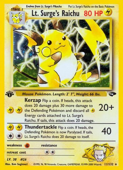 Lt. Surge's Raichu (11/132) [Gym Challenge]