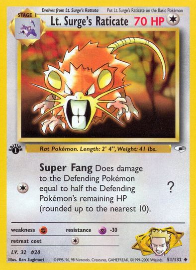 Lt. Surge's Raticate (51/132) [Gym Heroes]