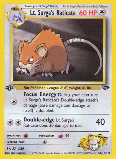 Lt. Surge's Raticate (53/132) [Gym Challenge]
