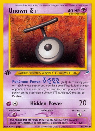 1995 unown pokemon card Unown 1995-2001 Pokemon card #201