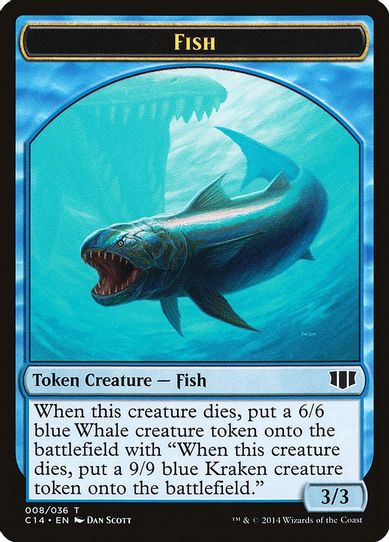 Fish // Zombie (Blue) Double-sided Token [Commander 2014]