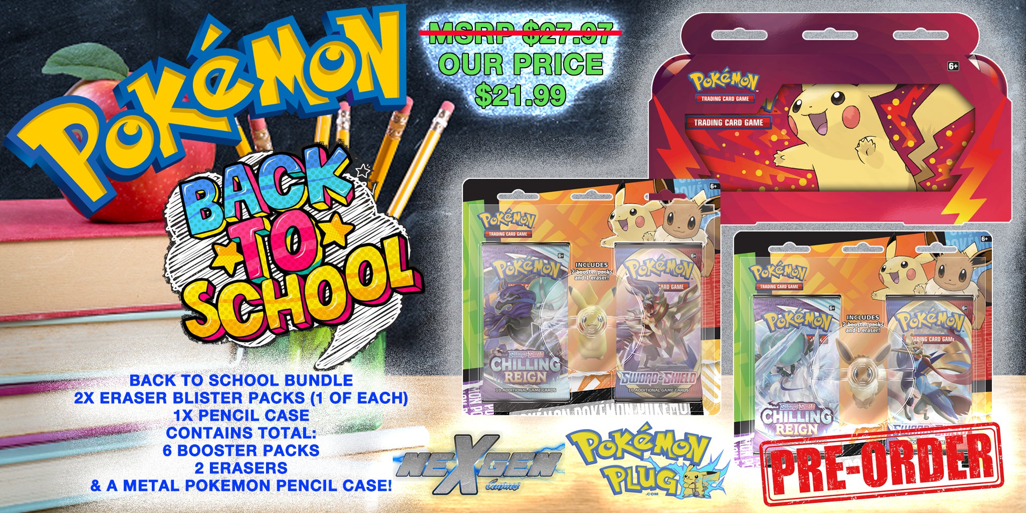 Pokémon TCG Back to School: Pencil Cases & Eraser Blisters
