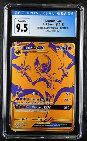 Pokemon TCG SM103a Lunala GX Gold Black Star Promo Card –