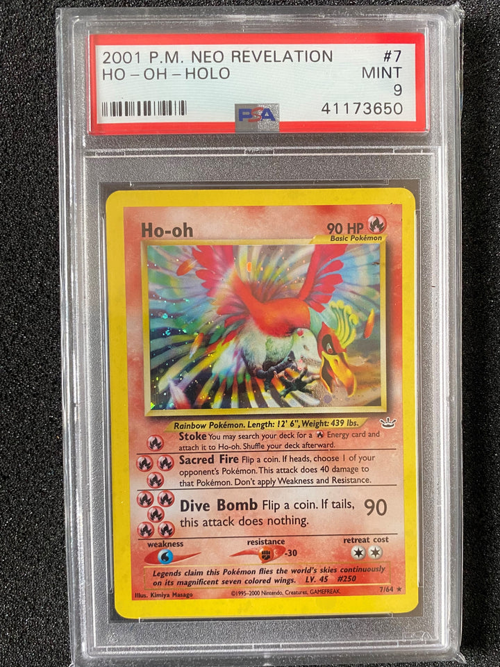 PSA 9 MINT - Ho-oh 7/64 - 2001 Neo Revelation Holo Rare (WOTC)
