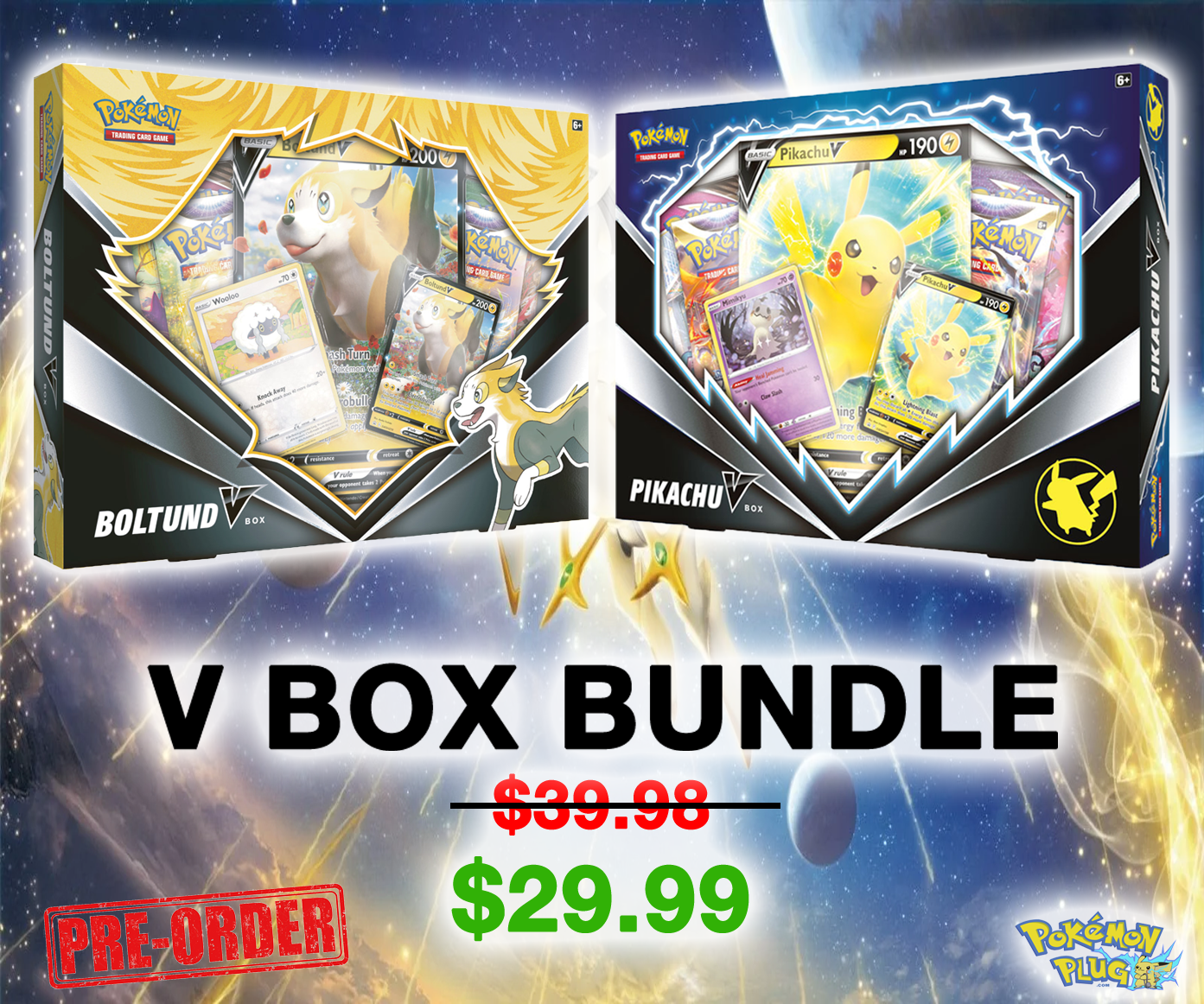 Pikachu V + Boltund V Box BUNDLE