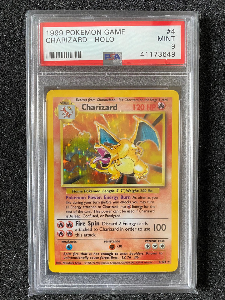 PSA 9 Base Set Charizard 4/102 - 1999 WOTC Pokemon Plug